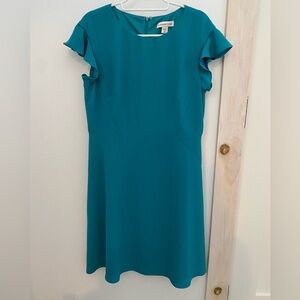 Coldwater Creek Teal Ruffle Sleeve Dress Sz. 10P